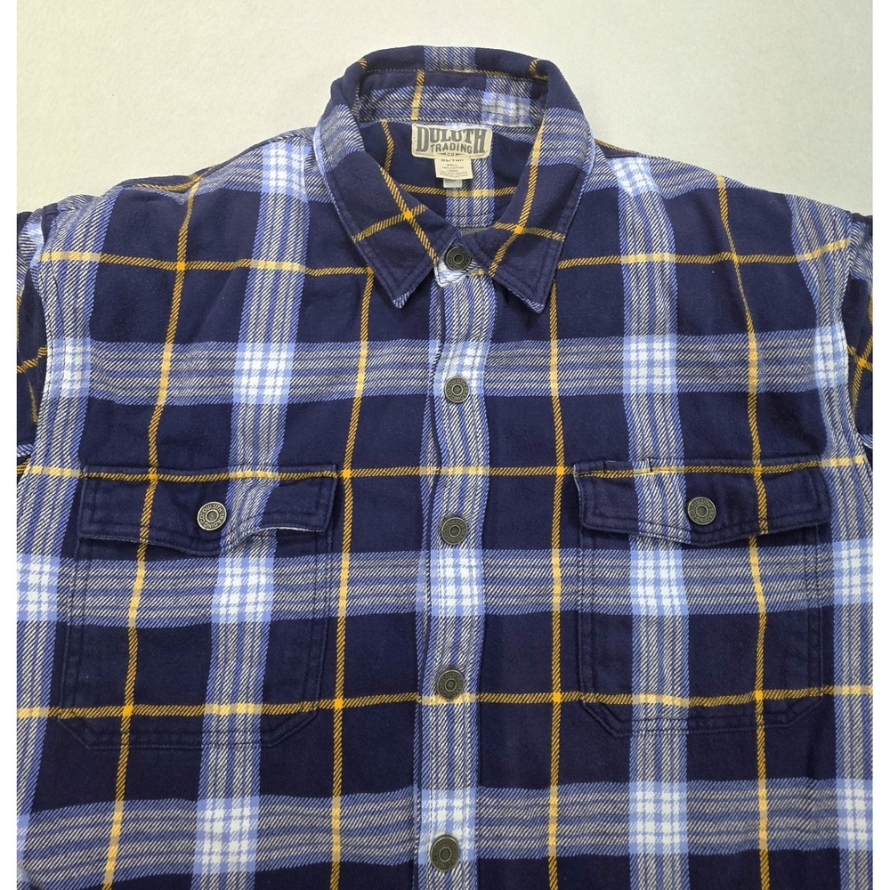 Duluth Trading Mens XL Flapjack Fleece Lined Flannel Snap Shirt Jacket Shacket